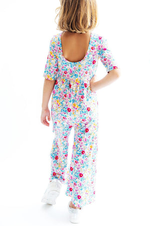 (S) Fluttering Flowers Wide Leg Jumpsuit-Mila & Rose ®