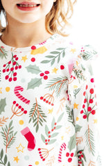 (S) Holly Jolly Christmas L/S Ruffle Tee-Mila & Rose ®