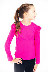 (S) Hot Pink L/S Ruffle Tee-Mila & Rose ®