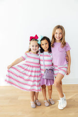 Pastel Stripes S/S Pocket Twirl Dress-Mila & Rose ®