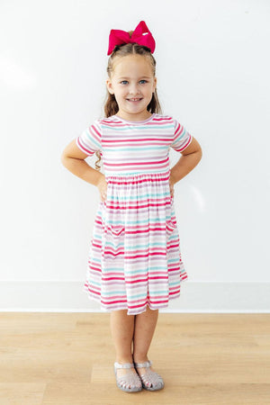 Pastel Stripes S/S Pocket Twirl Dress-Mila & Rose ®