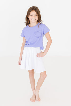 (S) Periwinkle Ruffle Pocket Tee-Mila & Rose ®