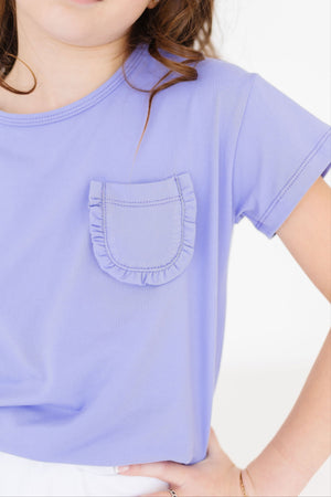 (S) Periwinkle Ruffle Pocket Tee-Mila & Rose ®
