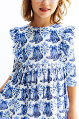 (S) Southern Belle 3/4 Sleeve Ruffle Twirl Dress-Mila & Rose ®