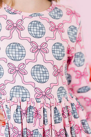 SALE Disco Bows 3/4 Sleeve Pocket Twirl Dress-Mila & Rose ®