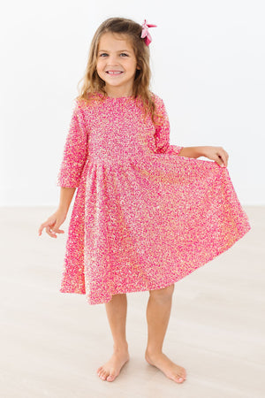SALE Hot Pink Sequin Dress-Mila & Rose ®