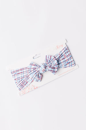 SALE Patriotic Plaid Nylon Bow Headwrap-Mila & Rose ®
