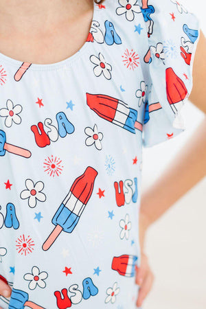 SALE Proudly Patriotic S/S Flutter Sleeve Leotard-Mila & Rose ®