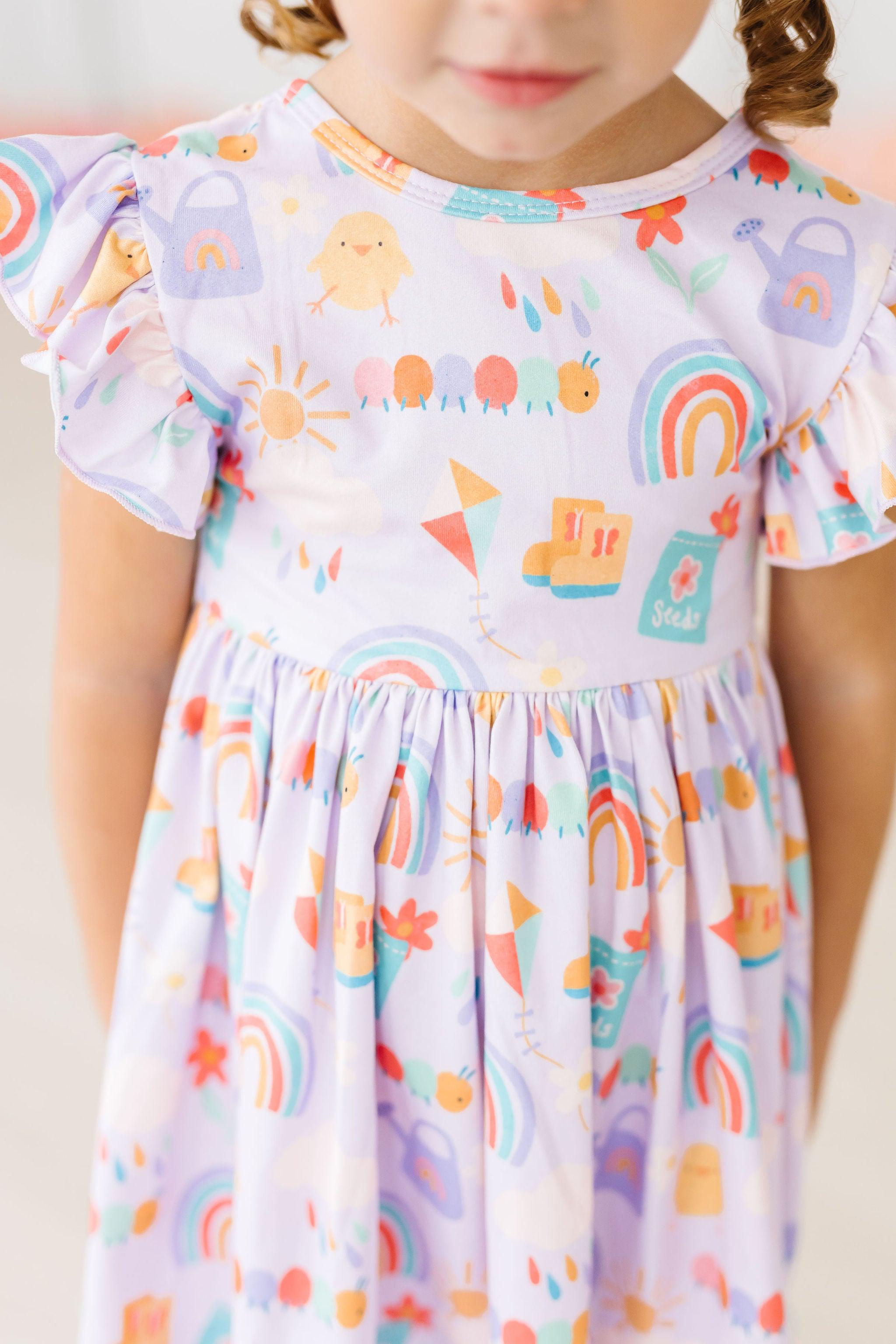 SALE Rainy Day Flutter Sleeve Twirl Dress-Mila & Rose ®