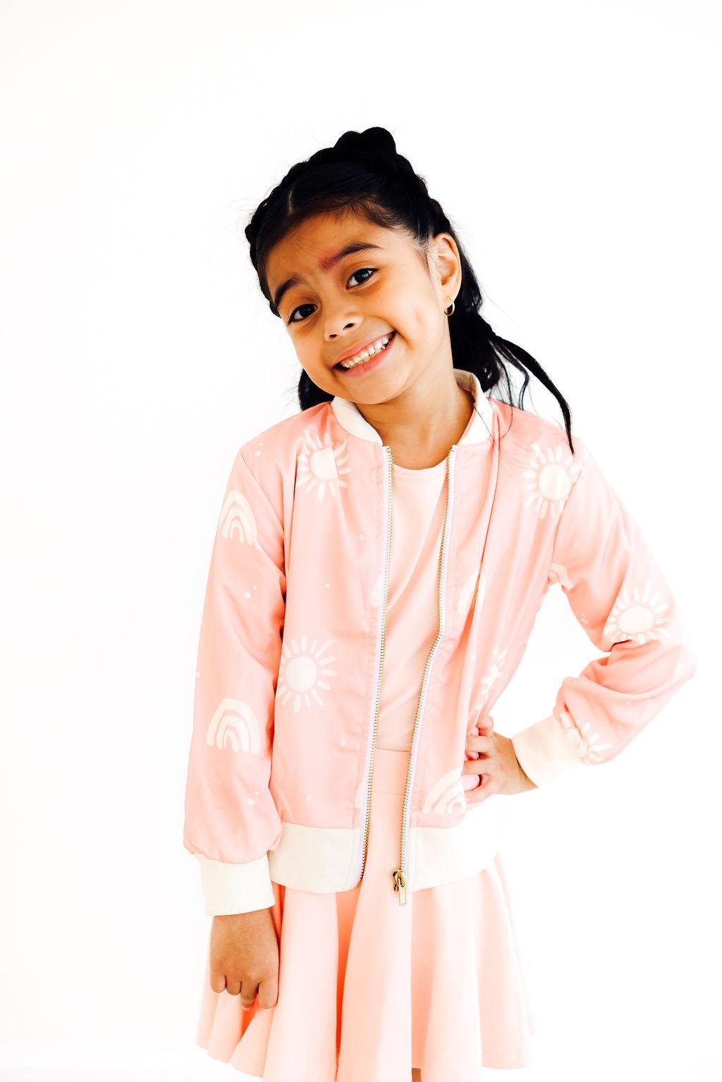 SALE Soft Pink Suns Satin Jacket-Mila & Rose ®