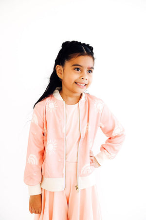 SALE Soft Pink Suns Satin Jacket-Mila & Rose ®
