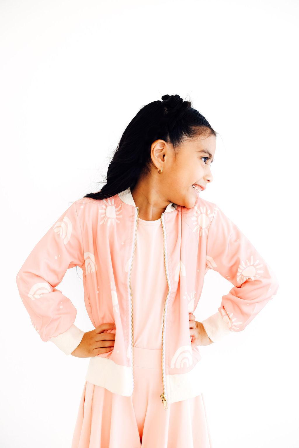 SALE Soft Pink Suns Satin Jacket-Mila & Rose ®