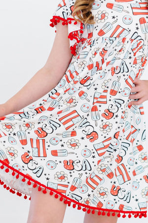 SALE Star Spangled Cutie Pom Pom Dress-Mila & Rose ®