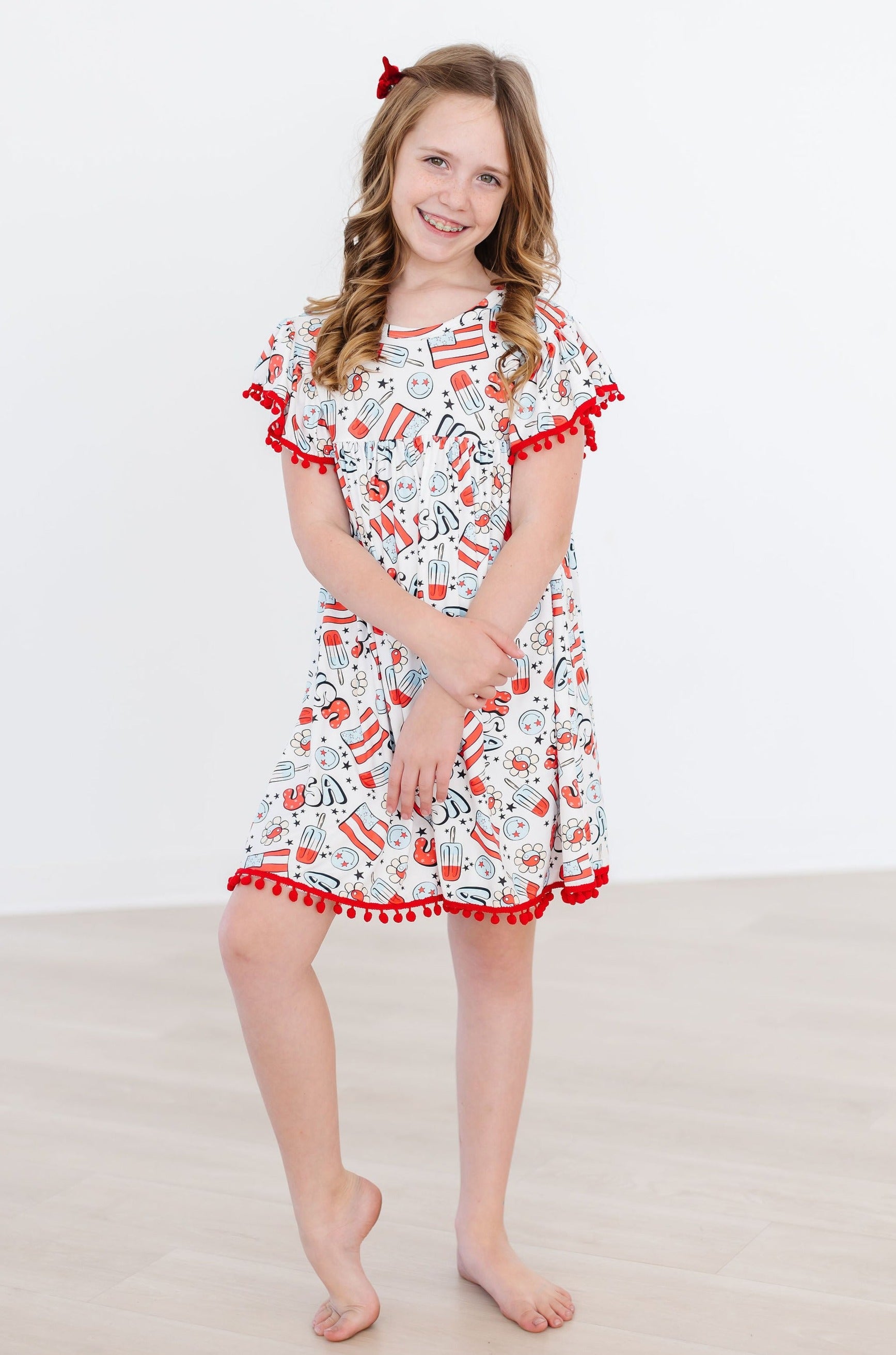 SALE Star Spangled Cutie Pom Pom Dress-Mila & Rose ®