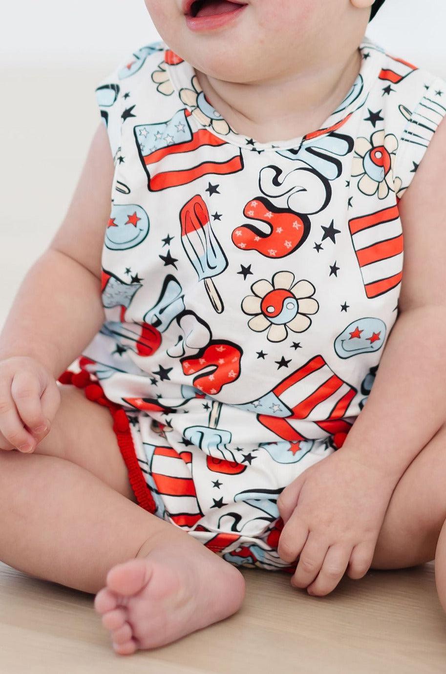 SALE Star Spangled Cutie Pom Pom Romper-Mila & Rose ®