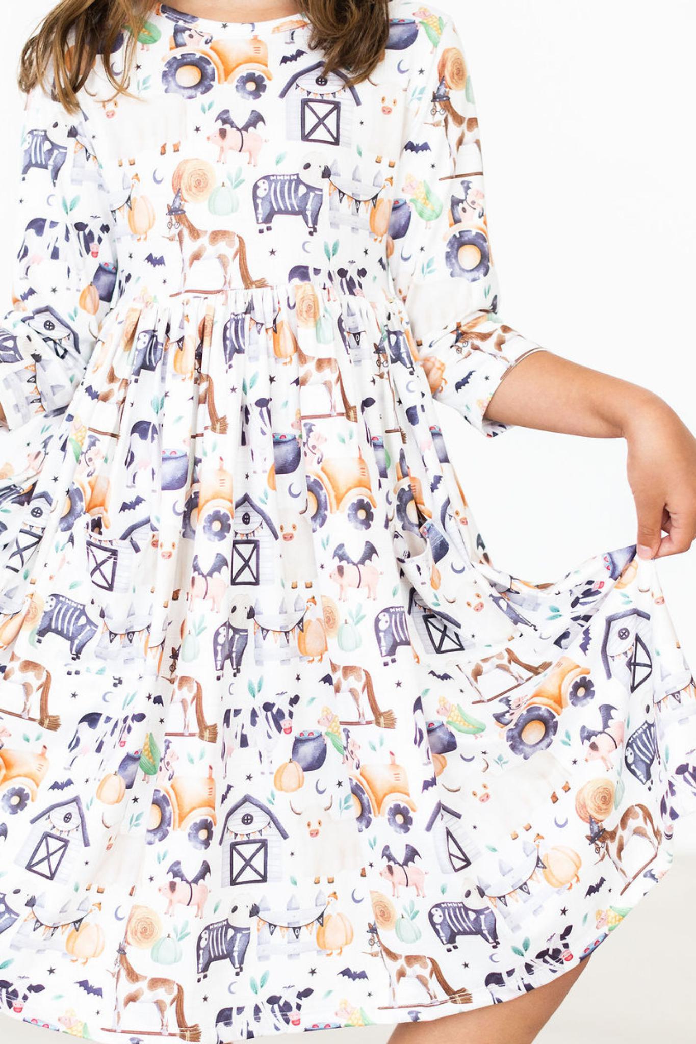 SALE Stay Spooky 3/4 Sleeve Pocket Twirl Dress-Mila & Rose ®