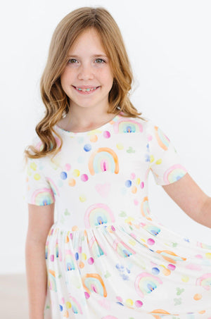 SALE Watercolor Rainbows S/S Pocket Twirl Dress-Mila & Rose ®