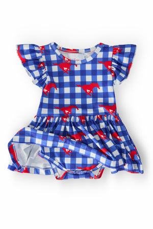 SMU Plaid Mustang Flutter Twirl Bodysuit-Mila & Rose ®