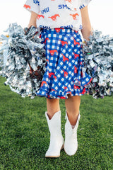 SMU Plaid Mustang Ruffle Twirl Skort-Mila & Rose ®