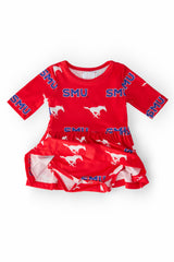 SMU Red Mustang 3/4 Sleeve Twirl Bodysuit-Mila & Rose ®