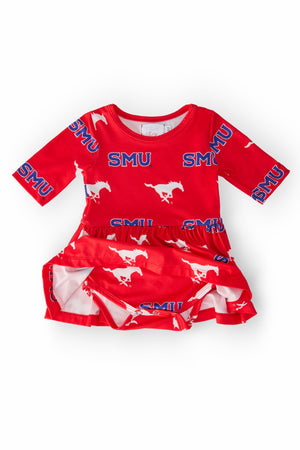 SMU Red Mustang 3/4 Sleeve Twirl Bodysuit-Mila & Rose ®