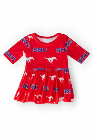SMU Red Mustang 3/4 Sleeve Twirl Bodysuit-Mila & Rose ®