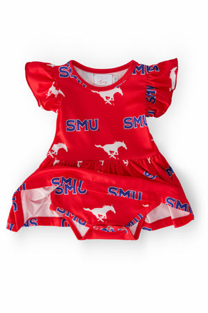 SMU Red Mustang Flutter Twirl Bodysuit-Mila & Rose ®