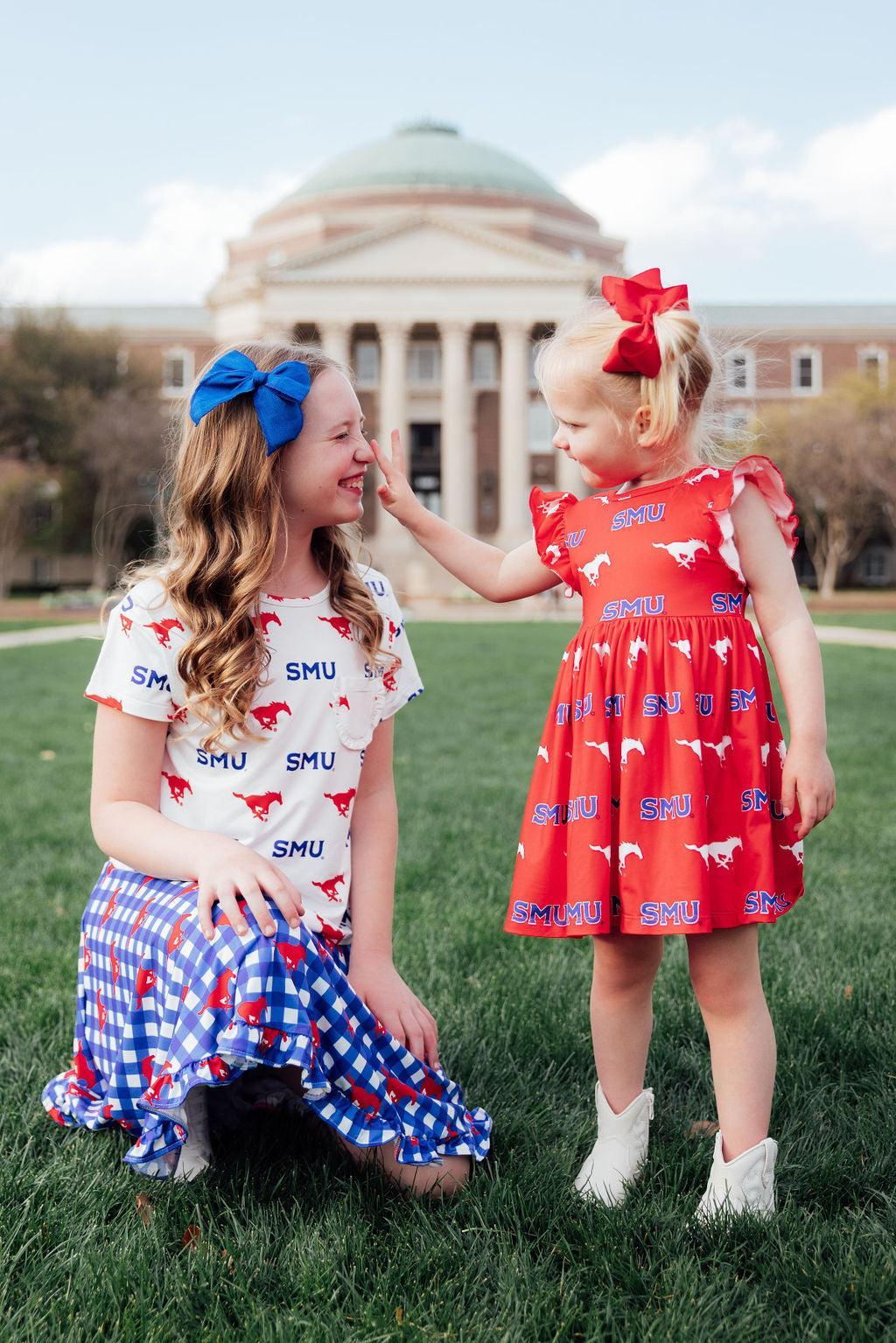 SMU Red Mustang Flutter Twirl Dress-Mila & Rose ®