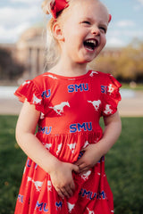 SMU Red Mustang Flutter Twirl Dress-Mila & Rose ®
