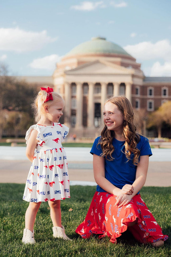 SALE SMU Red Mustang Ruffle Twirl Skort-Mila & Rose ®