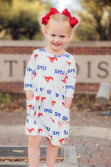 SALE SMU White Mustang 3/4 Sleeve Pocket Twirl Dress-Mila & Rose ®