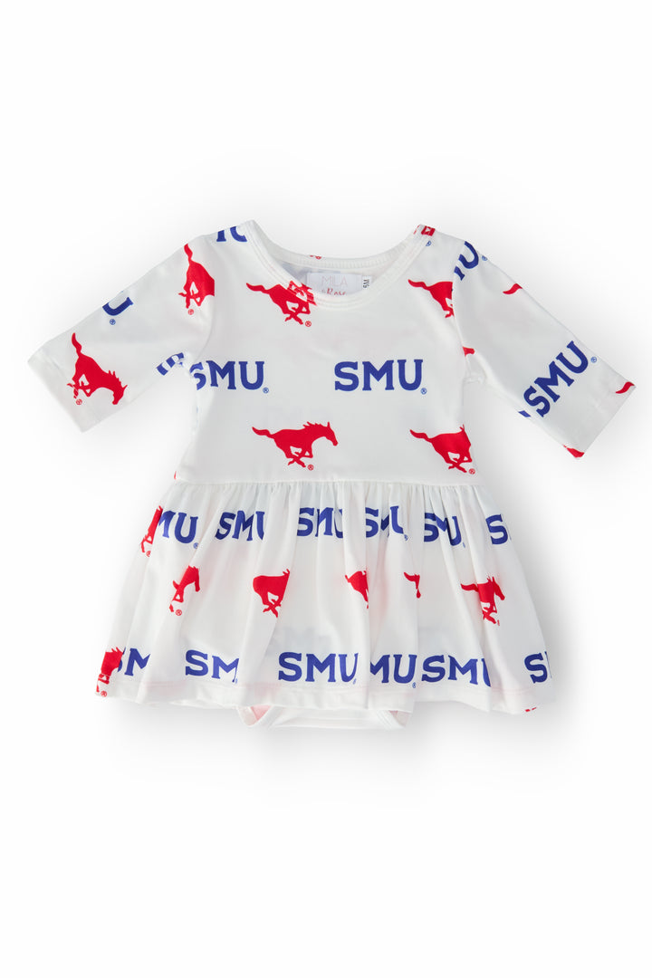 SALE SMU White Mustang 3/4 Sleeve Twirl Bodysuit-Mila & Rose ®
