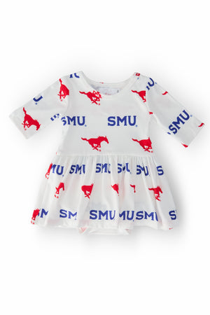 SMU White Mustang 3/4 Sleeve Twirl Bodysuit-Mila & Rose ®
