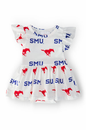 SMU White Mustang Flutter Twirl Bodysuit-Mila & Rose ®