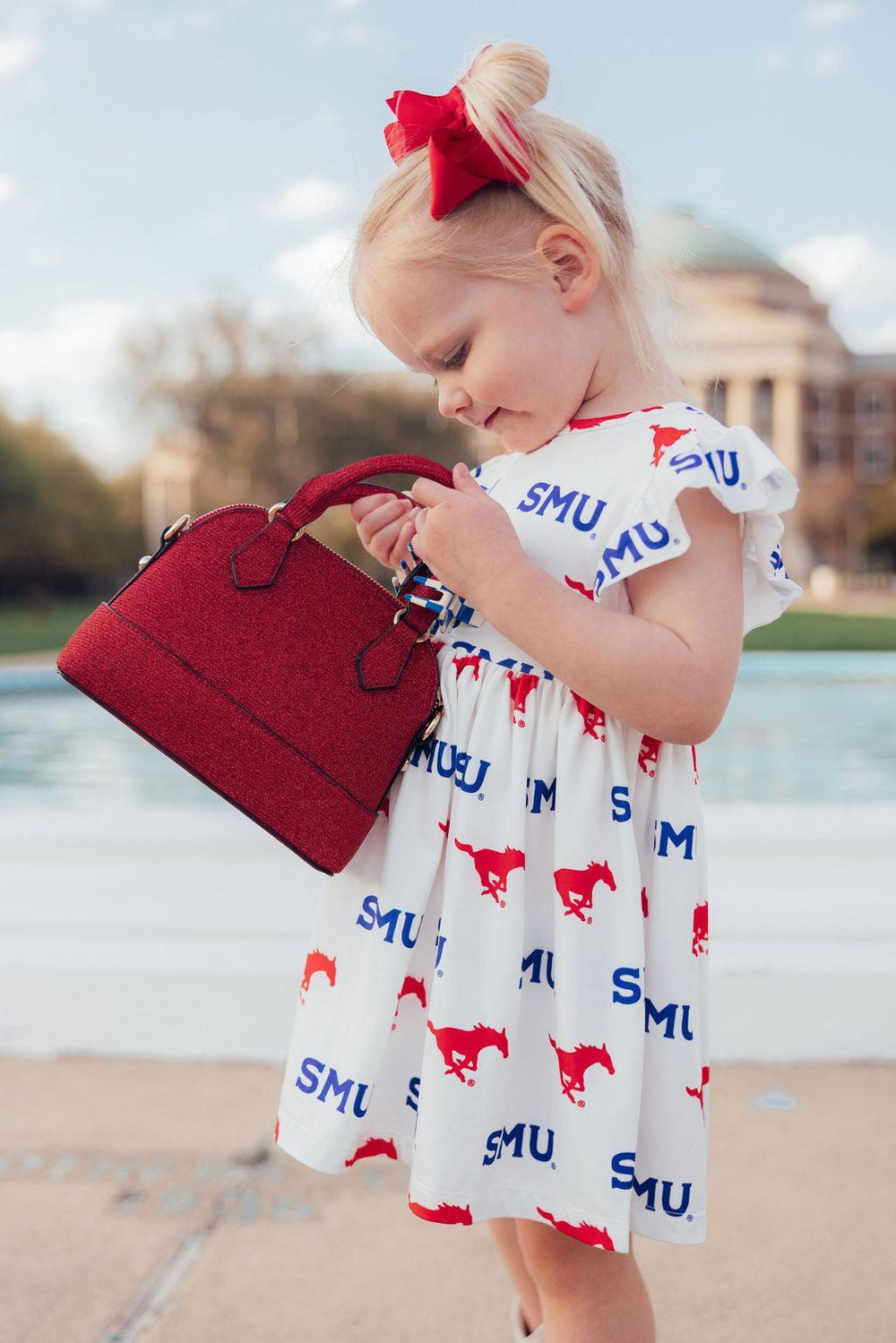 SMU White Mustang Flutter Twirl Dress-Mila & Rose ®