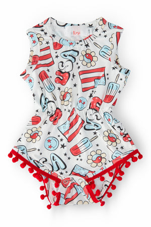 Star Spangled Cutie Pom Pom Romper-Mila & Rose ®