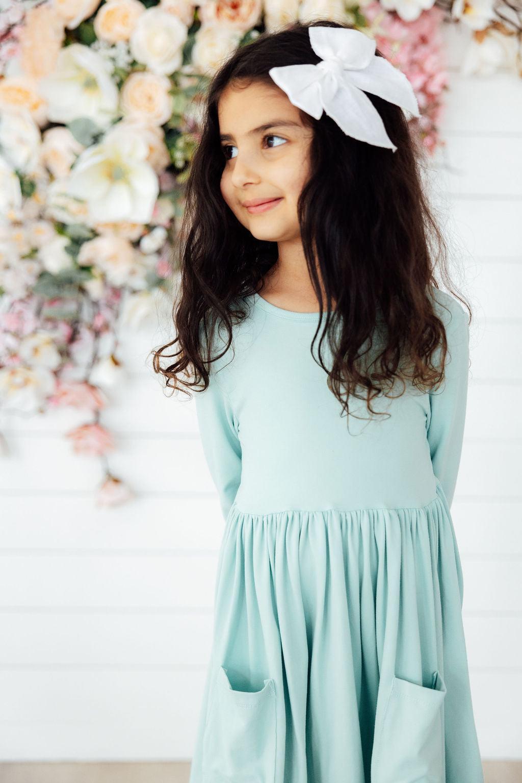 Sage 3/4 Pocket Twirl Dress