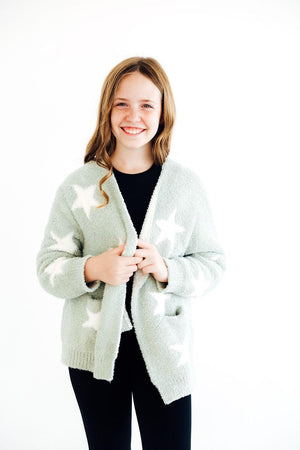 Sage/Coconut Star Cozy Cardigan-Mila & Rose ®
