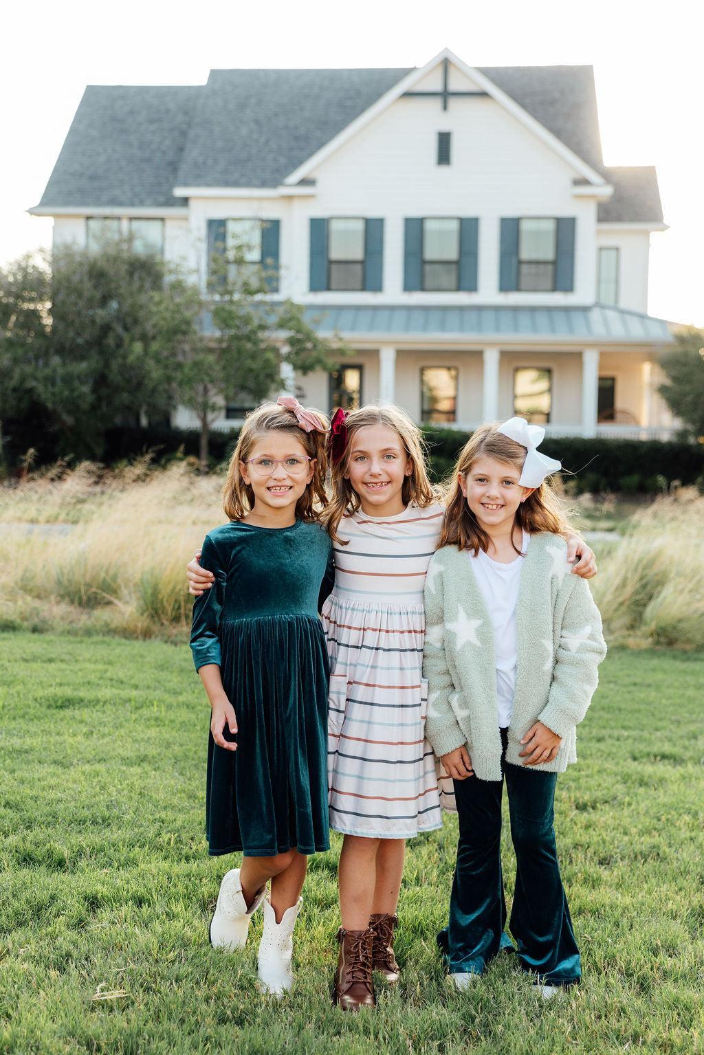 Fall Stripes 3/4 Sleeve Pocket Twirl Dress 5/6 Fall Stripes 3/4 Sleeve Pocket Twirl Dress 5/6