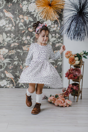 Scattered Dot 3/4 Sleeve Pocket Twirl Dress-Mila & Rose ®