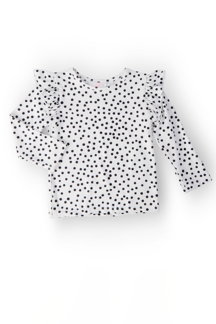 Scattered Dot L/S Ruffle Tee-Mila & Rose ®