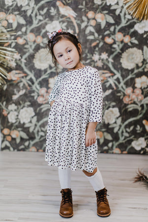 Scattered Dot 3/4 Sleeve Pocket Twirl Dress-Mila & Rose ®