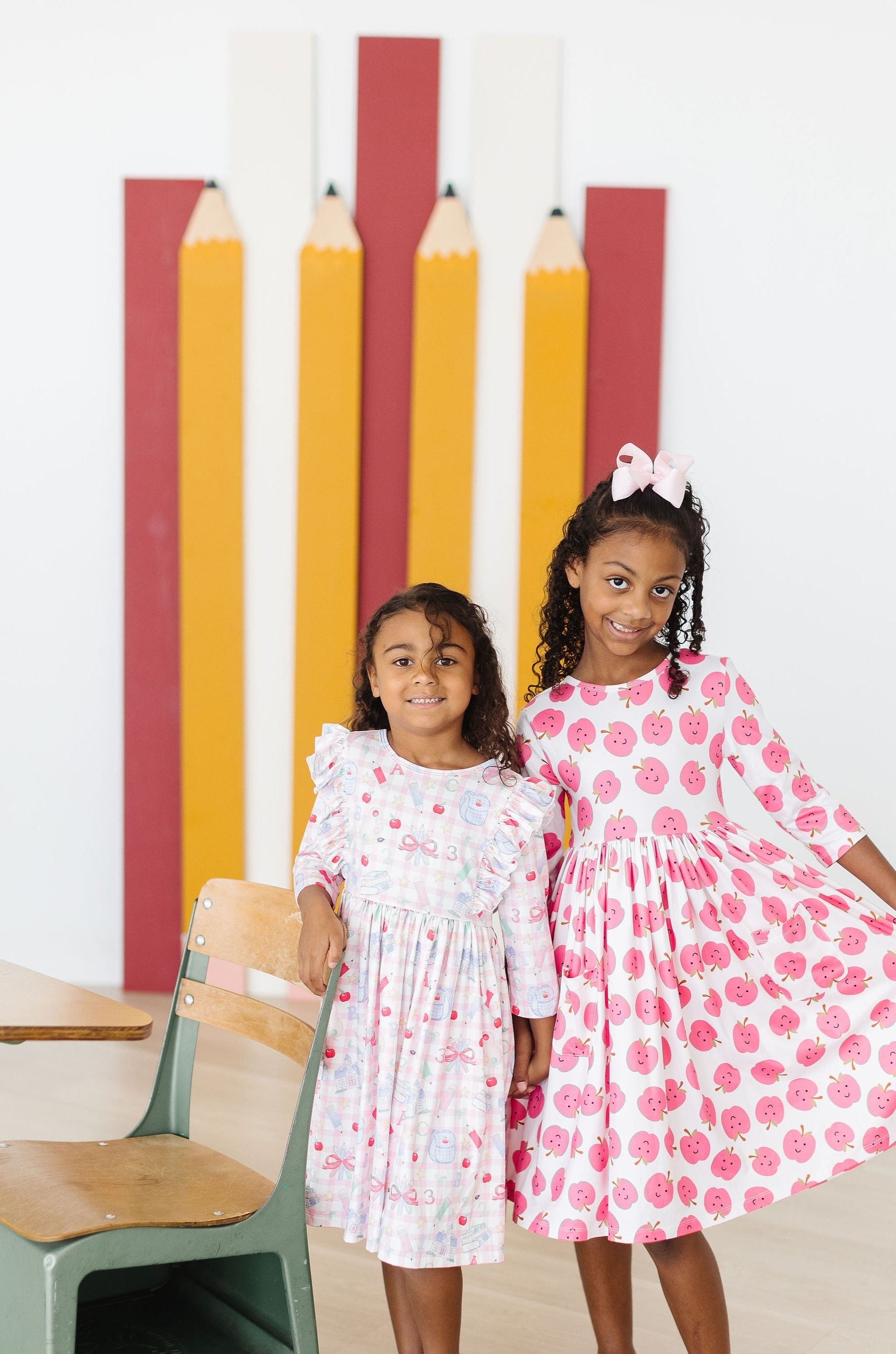 Girls' School Days 3/4 Ruffle Twirl Dress Size: 3T Toddler By Mila & Rose Girls' School Days 3/4 Ruffle Twirl Dress Size: 3T Toddler By Mila & Rose