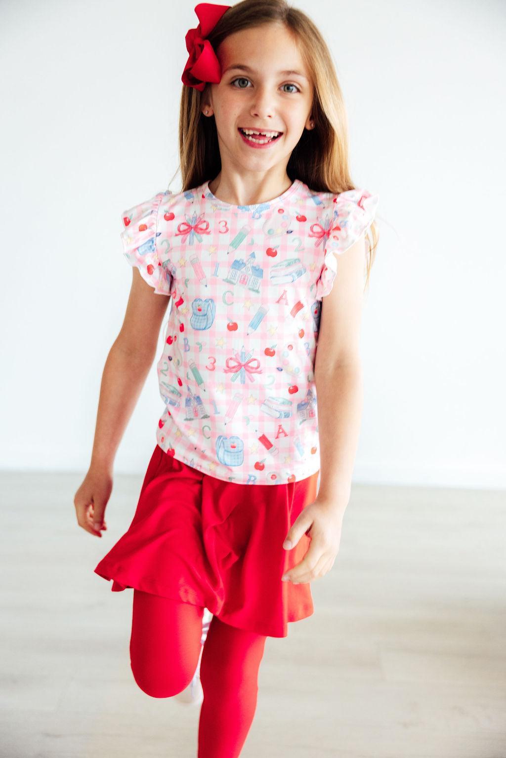 School Days S/S Ruffle Tee-Mila & Rose ®