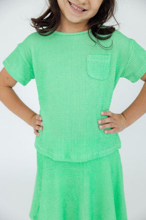 Seafoam Green Scrunchy Pocket Tee-Mila & Rose ®