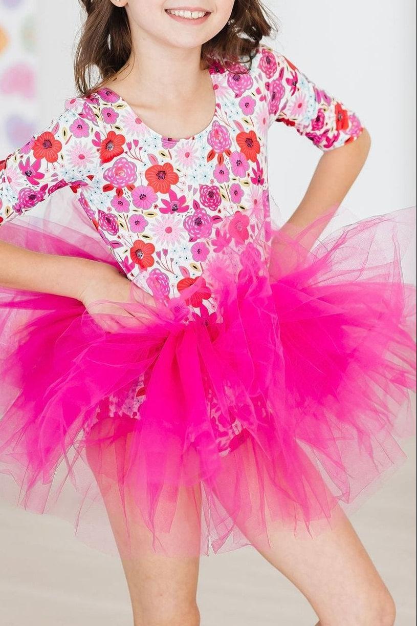 Girls' Secret Garden 3/4 Sleeve Tutu Leotard Size: 7/8 By Mila & Rose