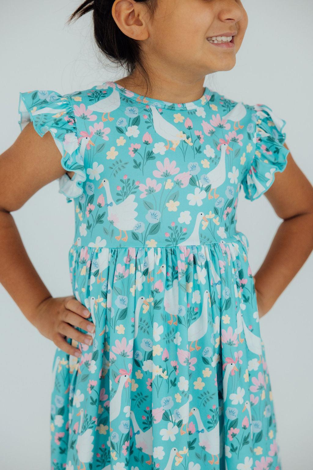 Silly Goose Flutter Sleeve Twirl Dress-Mila & Rose ®