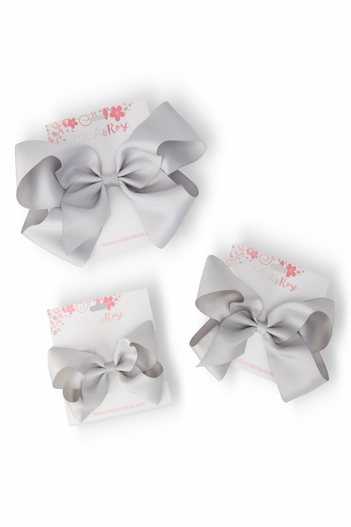 SALE Silver Grosgrain Hair Bow-Mila & Rose ®