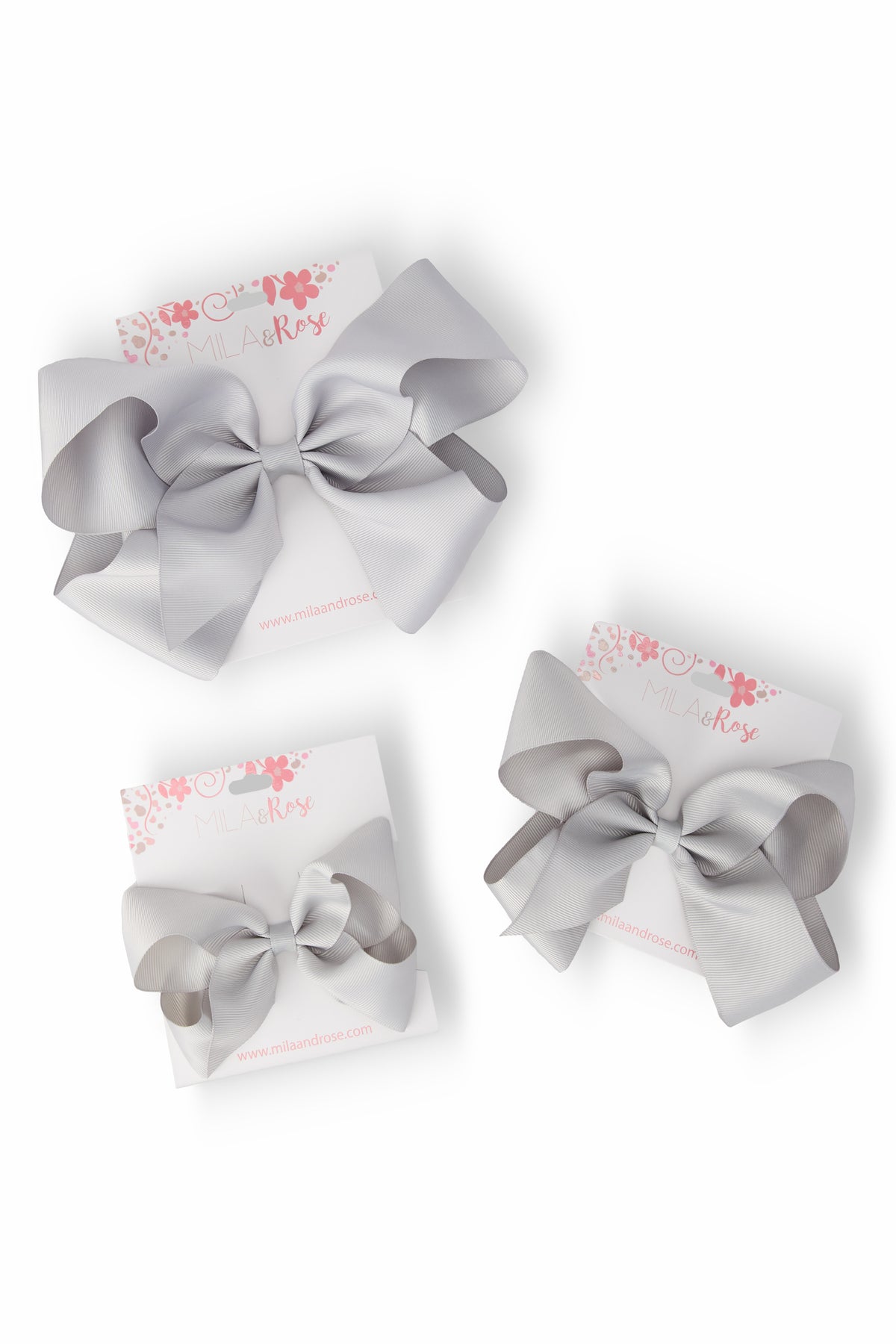 SALE Silver Grosgrain Hair Bow-Mila & Rose ®