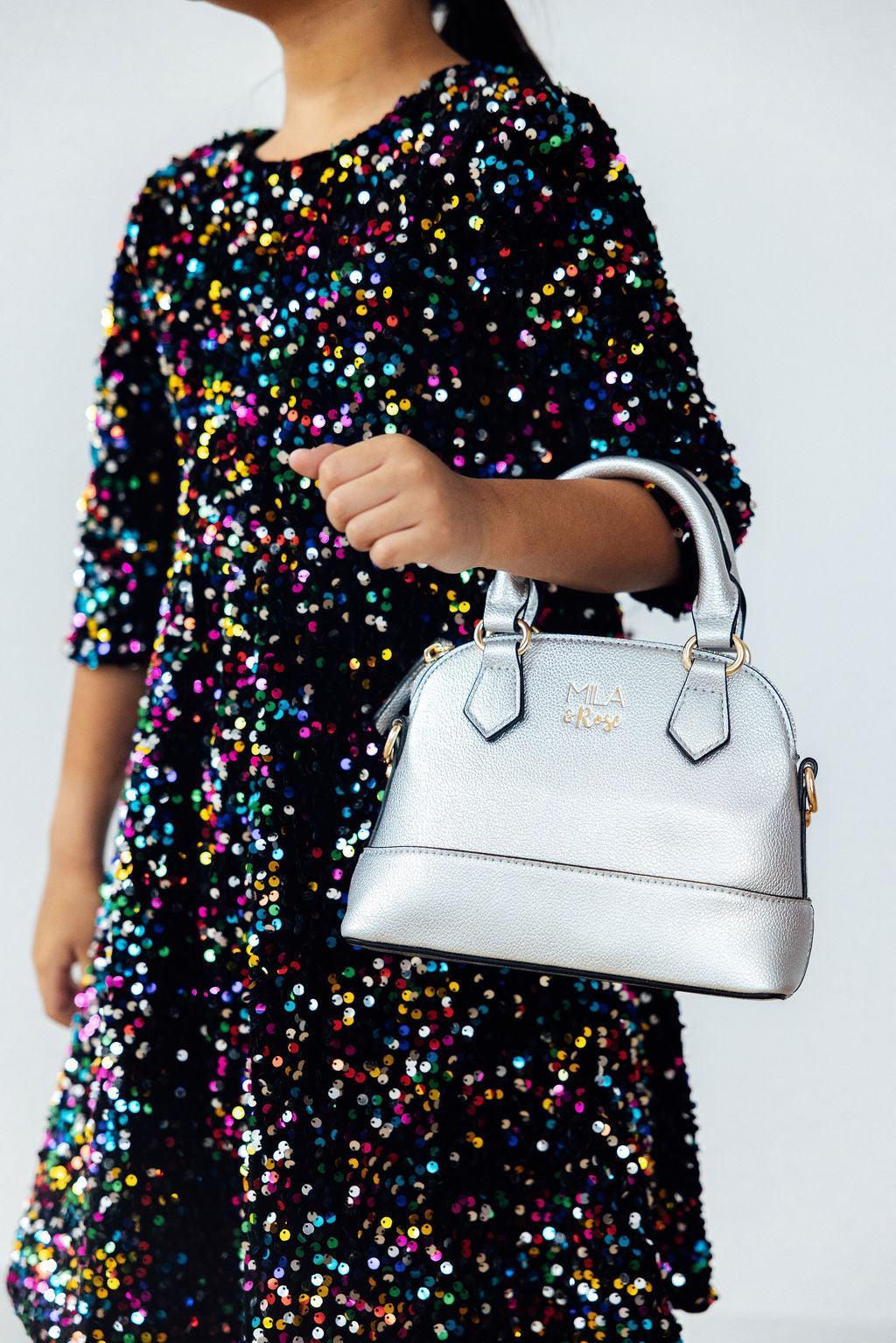 Silver Metallic Girl's Crossbody Purse-Mila & Rose ®